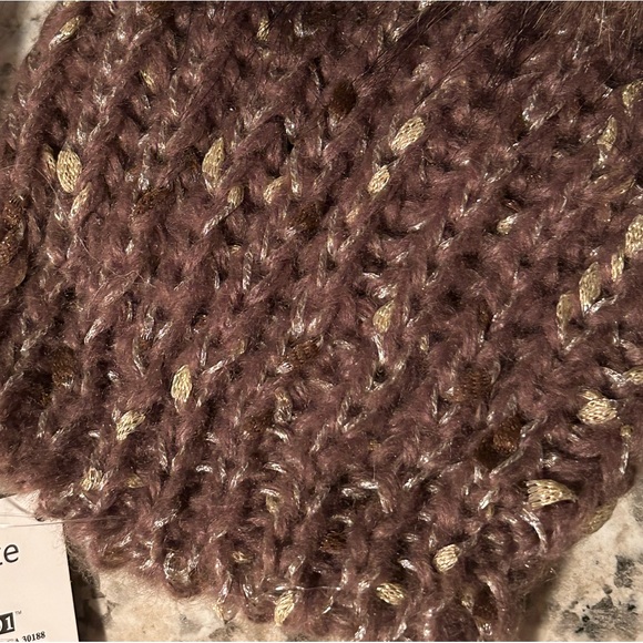 NWT Ganz Faux Fur Boot Cuffs Brown Gold Metallic Knit - Picture 3 of 11
